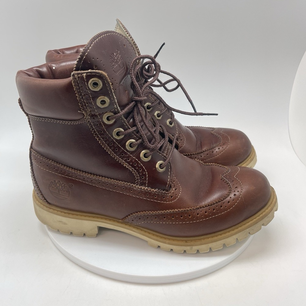 Timberland Boots Mens 8.5 Villa Wingtip Premium Brogue Brown Insulate Work A16WL